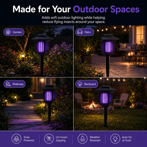 ☀️Solar Mosquito Zapper Light ✨– Outdoor Garden Stake Lamp, UV Insect Killer & Solar Pathway Light🦟🚫